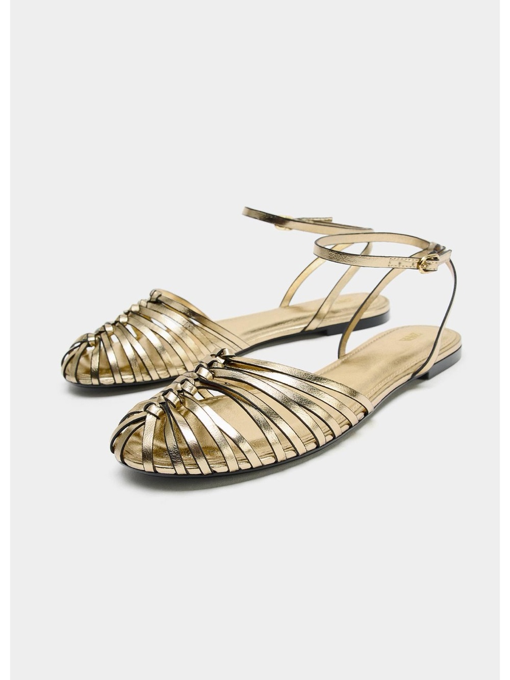 ISO: Zara Metallic Effect Flat Fisherman Sandals Gold